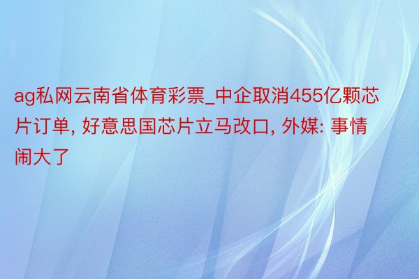 ag私网云南省体育彩票_中企取消455亿颗芯片订单, 好意思国芯片立马改口, 外媒: 事情闹大了