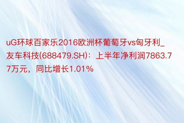 uG环球百家乐2016欧洲杯葡萄牙vs匈牙利_友车科技(688479.SH)：上半年净利润7863.77万元，同比增长1.01%