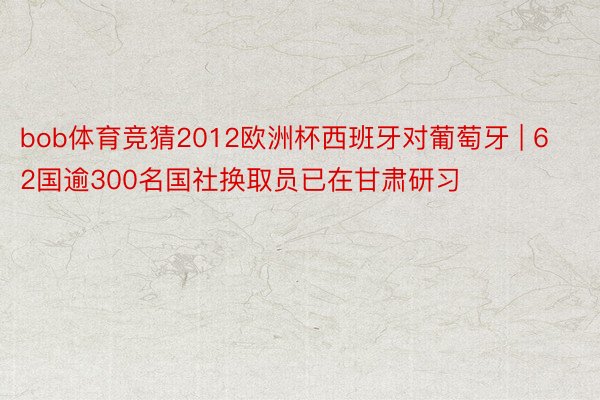 bob体育竞猜2012欧洲杯西班牙对葡萄牙 | 62国逾300名国社换取员已在甘肃研习